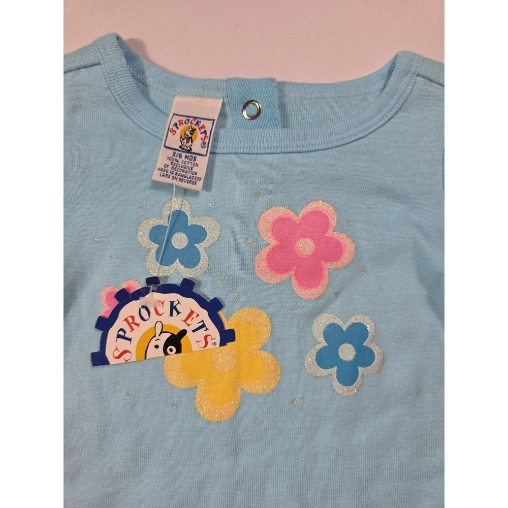 Vintage 90s Y2K Sprockets Baby Girls 2Pc Bodysuit Set 3/6M NWT